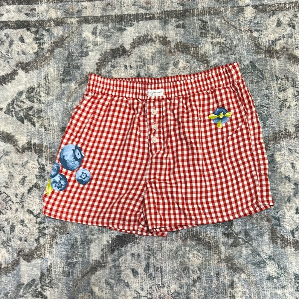 Urban Outfitters Red Gingham Women's Shorts blueberries